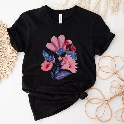 Bloom and Flutter Harmony Soft Breathable Flowers T-Shirt