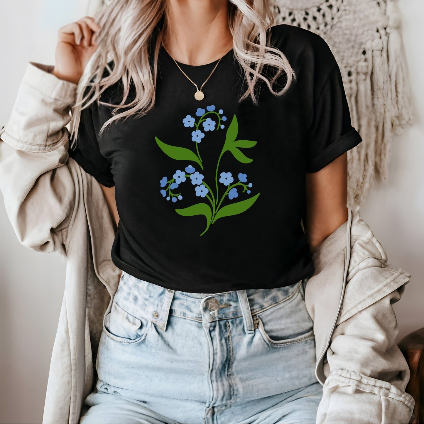 Blue Delights Soft Breathable Flowers T-Shirt