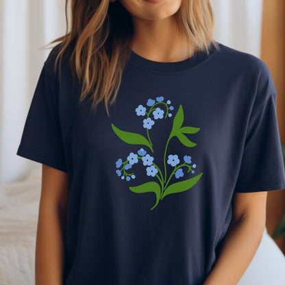 Blue Delights Soft Breathable Flowers T-Shirt