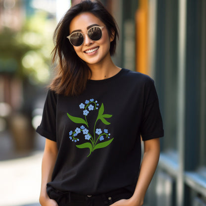 Blue Delights Soft Breathable Flowers T-Shirt