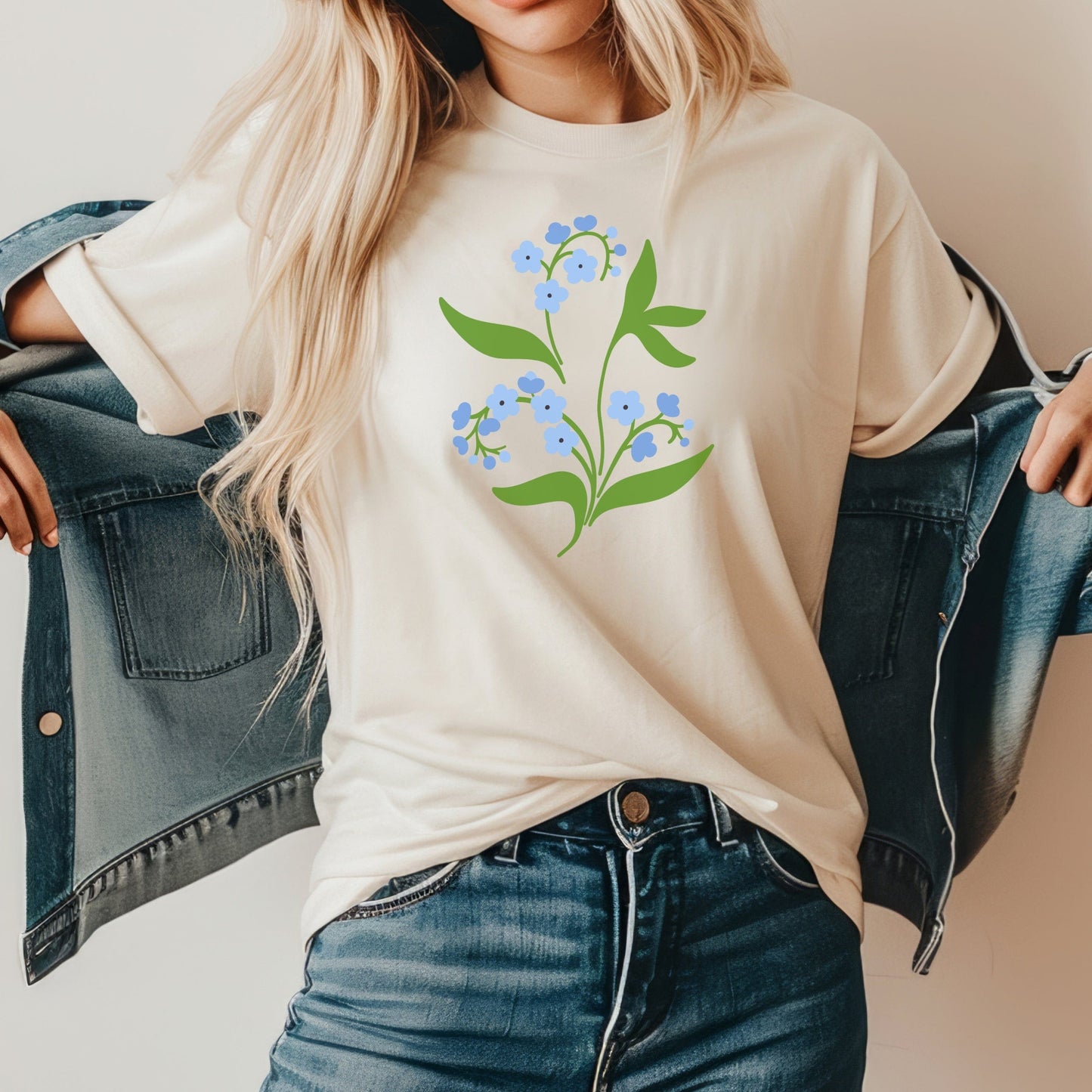 Blue Delights Soft Breathable Flowers T-Shirt