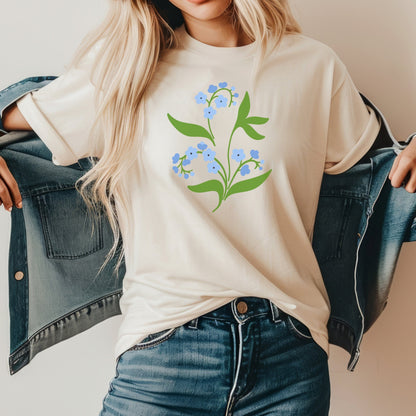 Blue Delights Soft Breathable Flowers T-Shirt