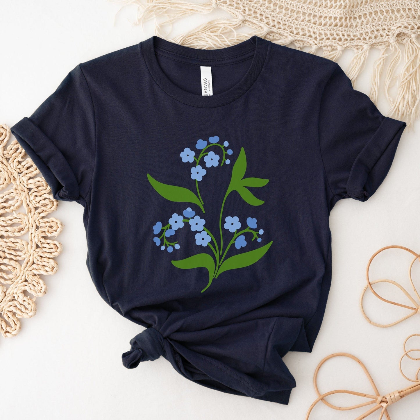 Blue Delights Soft Breathable Flowers T-Shirt