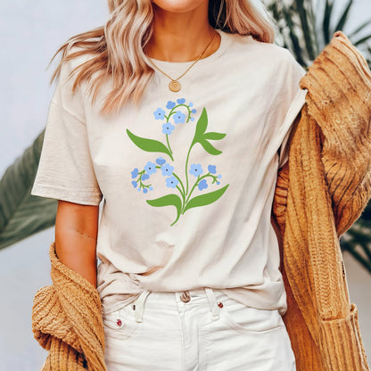 Blue Delights Soft Breathable Flowers T-Shirt