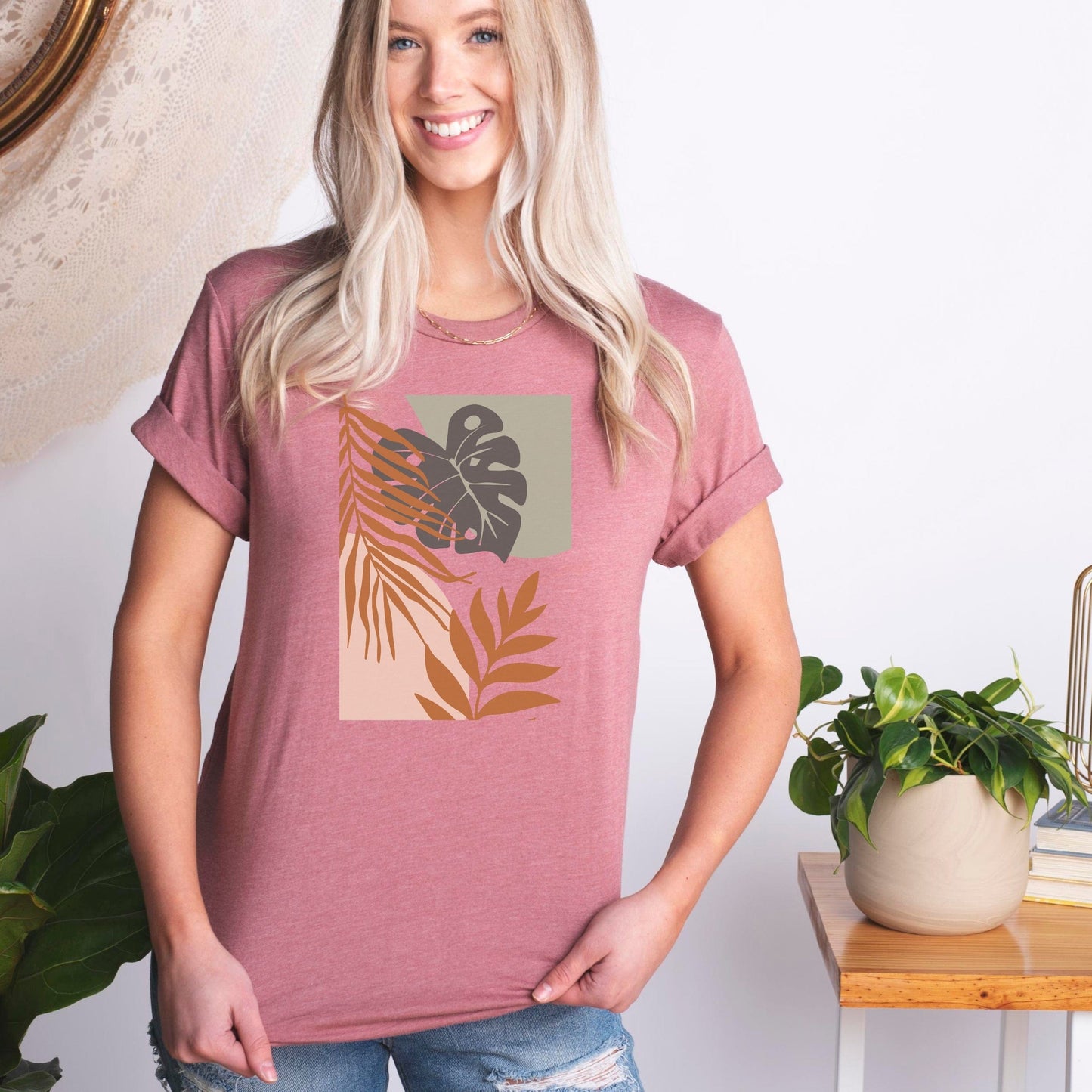 Bohemian Leaf Harmony Soft Breathable Flowers T-Shirt