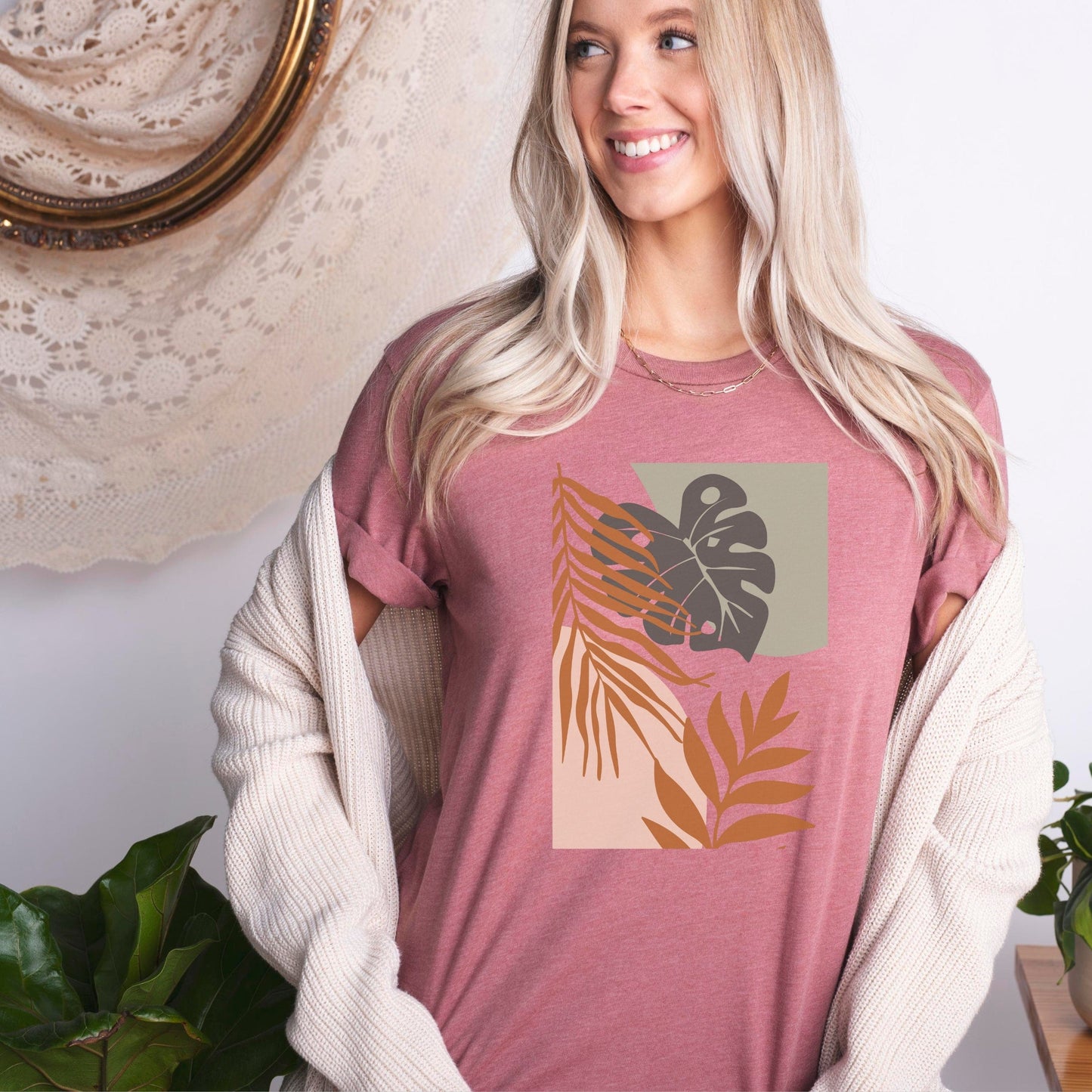 Bohemian Leaf Harmony Soft Breathable Flowers T-Shirt