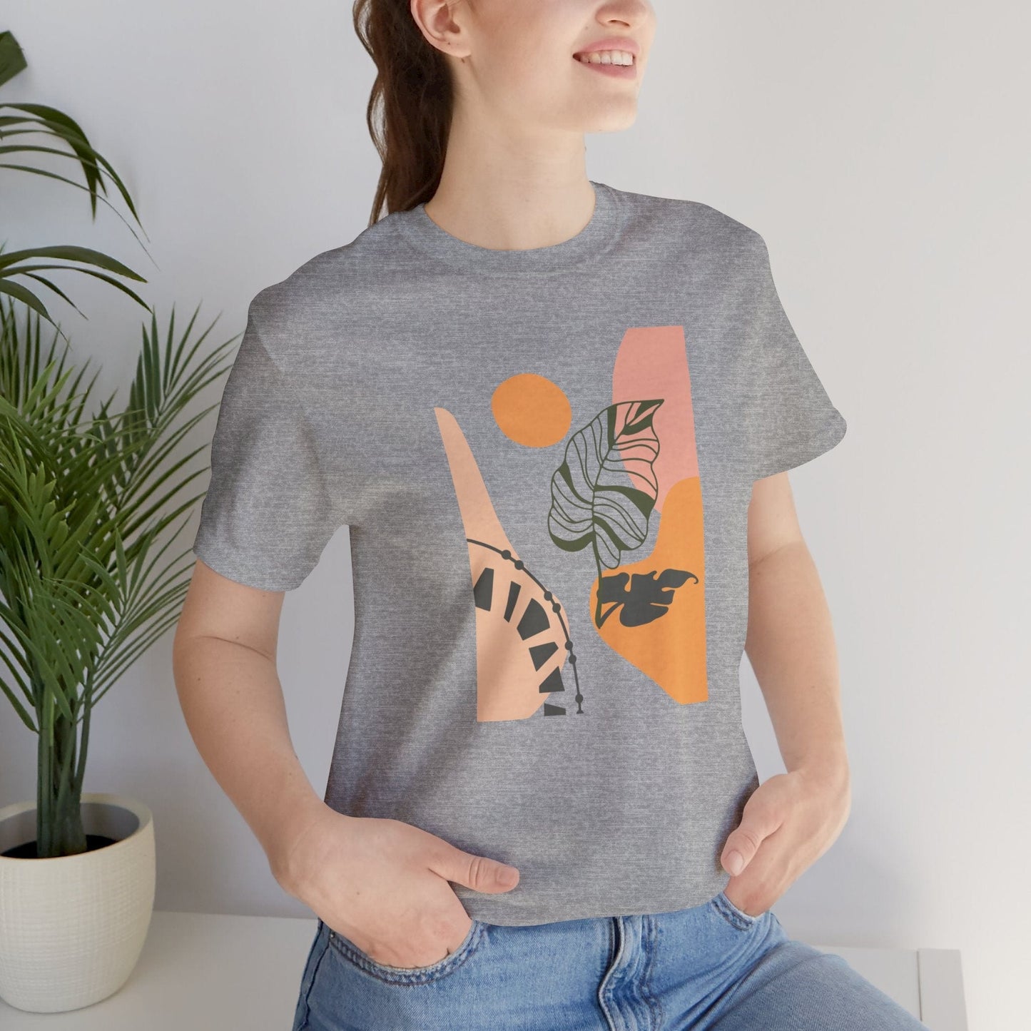 Boho Leaf At Sunset Soft Breathable Flowers T-Shirt