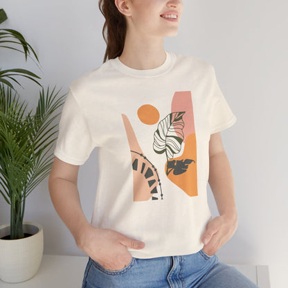 Boho Leaf At Sunset Soft Breathable Flowers T-Shirt