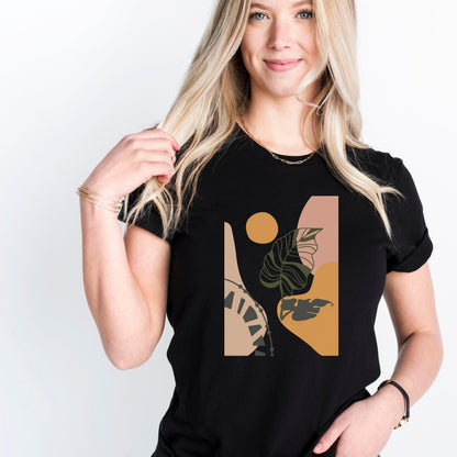 Boho Leaf At Sunset Soft Breathable Flowers T-Shirt