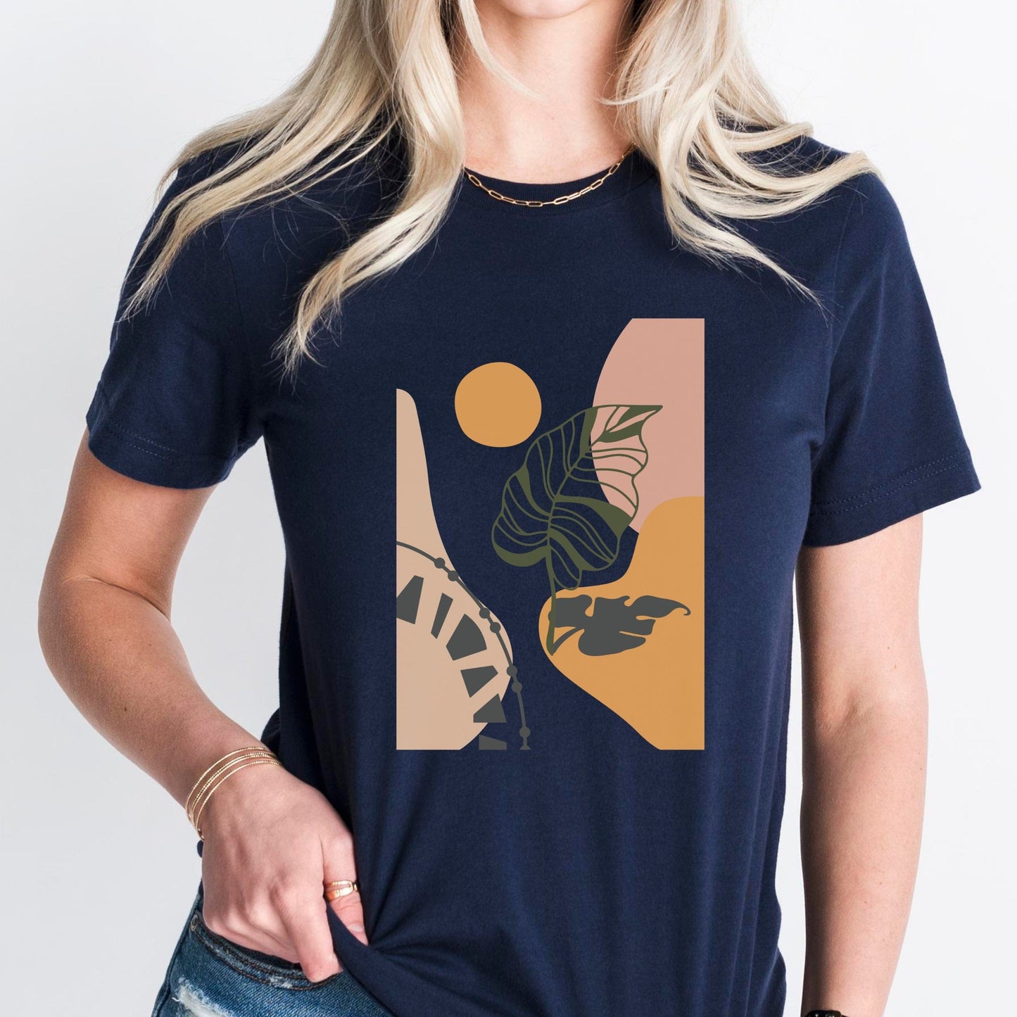 Boho Leaf At Sunset Soft Breathable Flowers T-Shirt