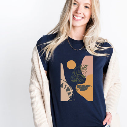 Boho Leaf At Sunset Soft Breathable Flowers T-Shirt