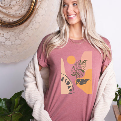 Boho Leaf At Sunset Soft Breathable Flowers T-Shirt