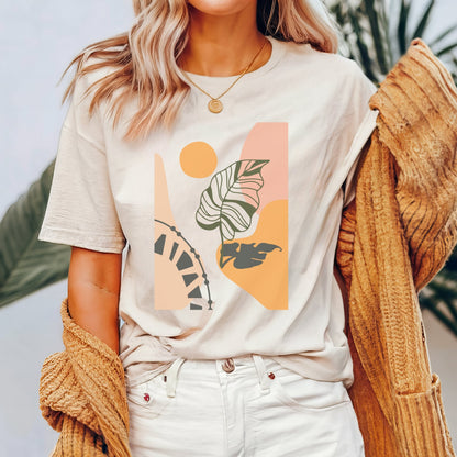 Boho Leaf At Sunset Soft Breathable Flowers T-Shirt