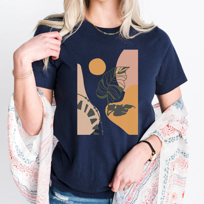 Boho Leaf At Sunset Soft Breathable Flowers T-Shirt