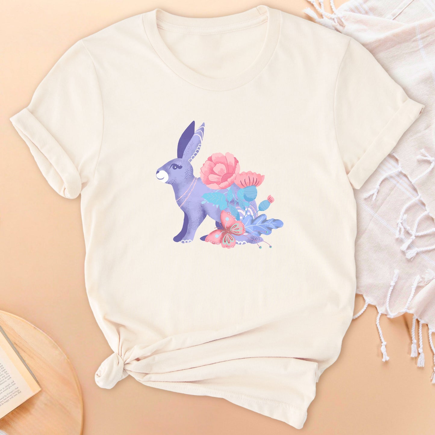 Folk Art Garden Rabbit Soft Breathable T-Shirt