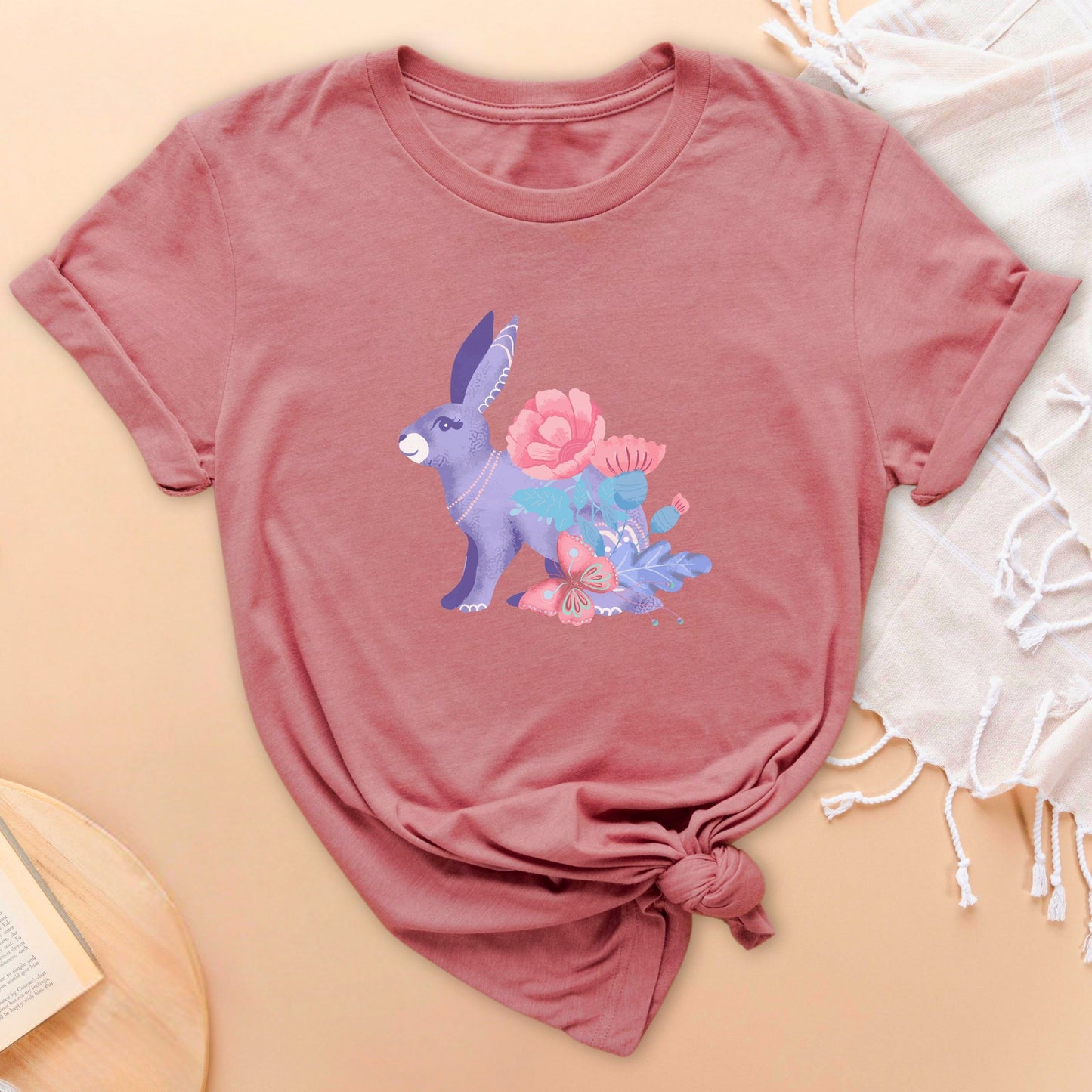 Folk Art Garden Rabbit Soft Breathable T-Shirt